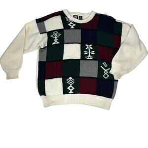 Jed Wear Vintage Colorblock Wool Blend Crew Neck Grandpa Sweater M